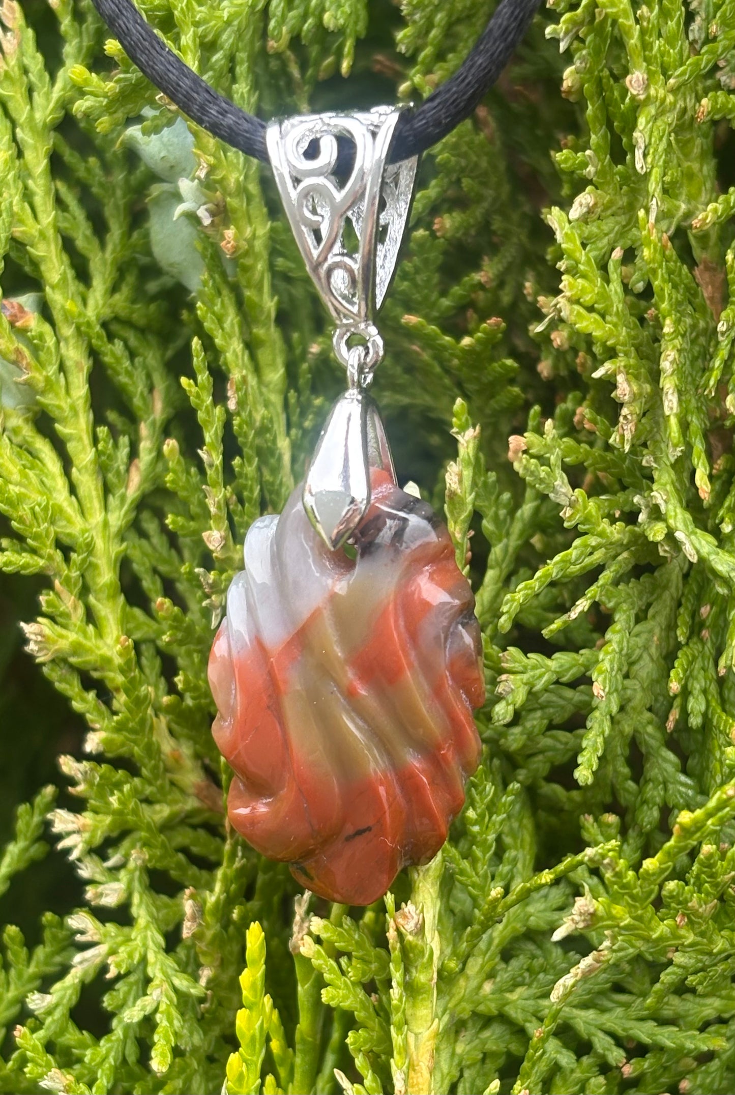 The Forever Tree - Hand-Sculpted Rainbow Petrified Wood Pendant