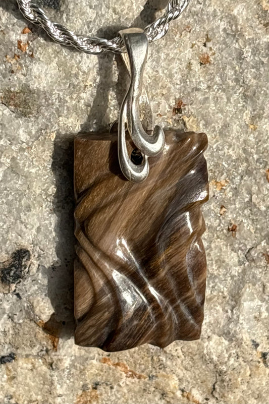 Drift - Hand-sculpted Petrified Palm Wood Pendant