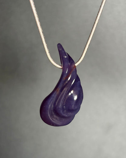 Purple Paisley - Hand-Sculpted Salvia Purple Chalcedony Pendant