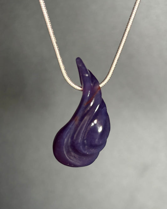Purple Paisley - Hand-Sculpted Salvia Purple Chalcedony Pendant