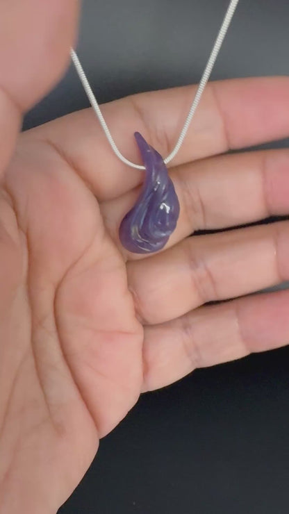 Purple Paisley - Hand-Sculpted Salvia Purple Chalcedony Pendant